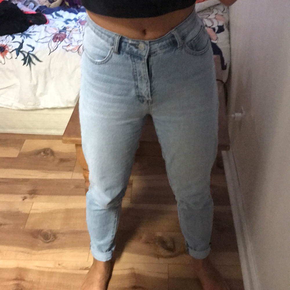 Cheap monday light denim wash mom jeans