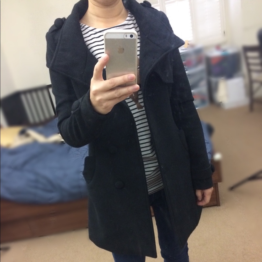 Black Stylish Pea Coat
