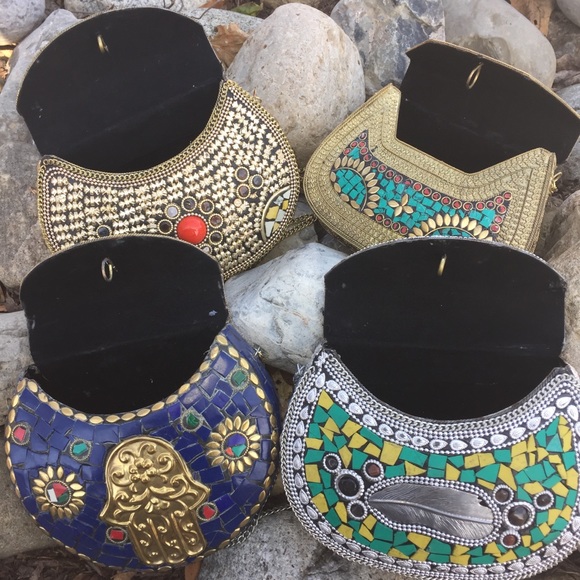 HP Brass Handmade Natural Stone India Metal Bags - Picture 4 of 8