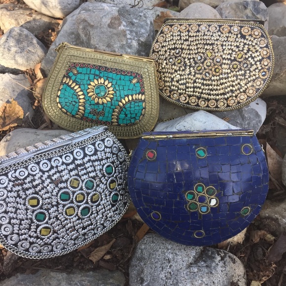 HP Brass Handmade Natural Stone India Metal Bags - Picture 3 of 8