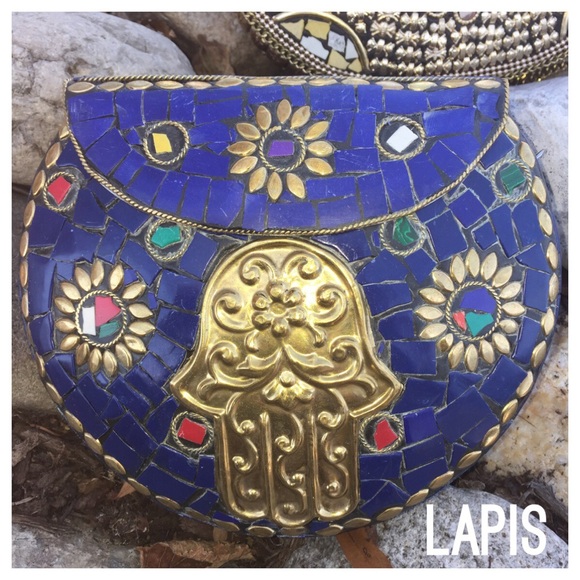 HP Brass Handmade Natural Stone India Metal Bags - Picture 5 of 8