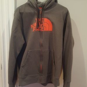 North Face Gray w orange zip hoodie. Exc cond!