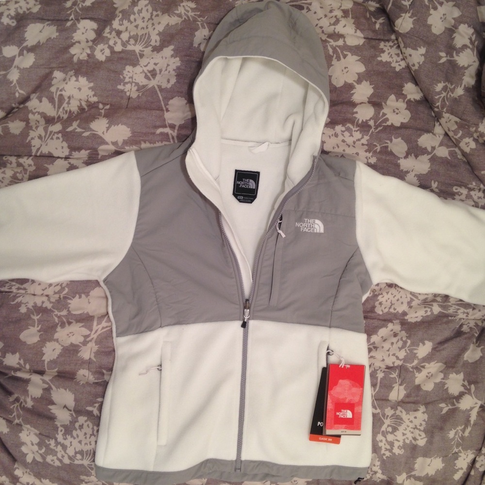 North Face White & Grey/Silver Denali Hoodie