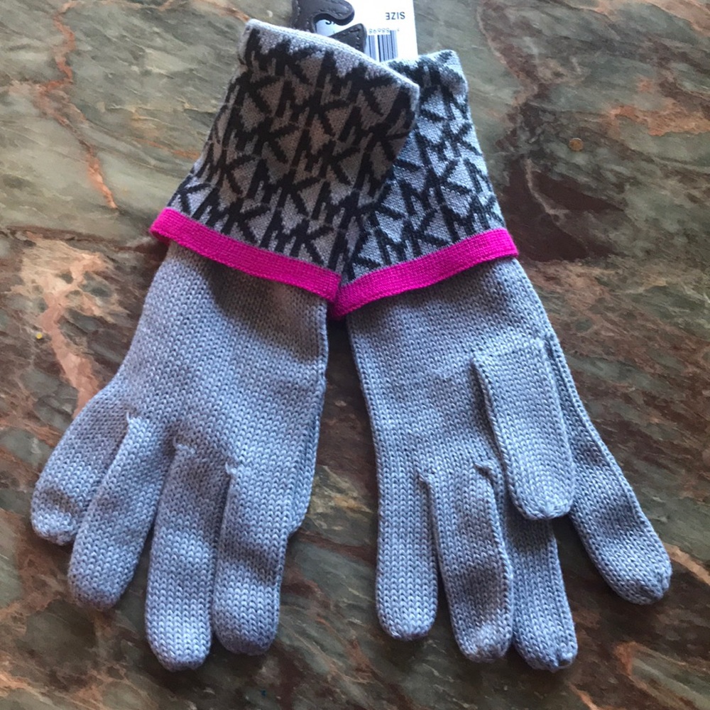 Michael Kors Gray Pink Black Gloves - Picture 1 of 2