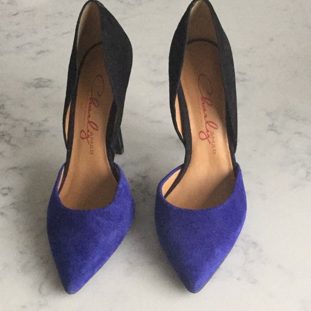 Charley Amar Blue/Black Suede Pump