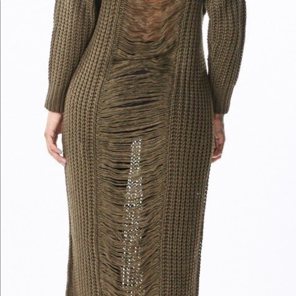 *FINAL PRICE*NWT High Low Distressed Sweater Dress - Picture 3 of 5