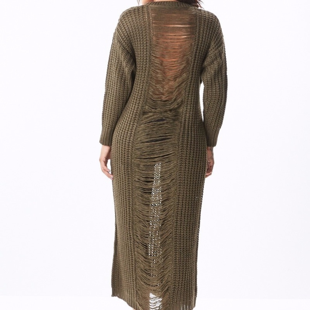 *FINAL PRICE*NWT High Low Distressed Sweater Dress - Picture 4 of 5