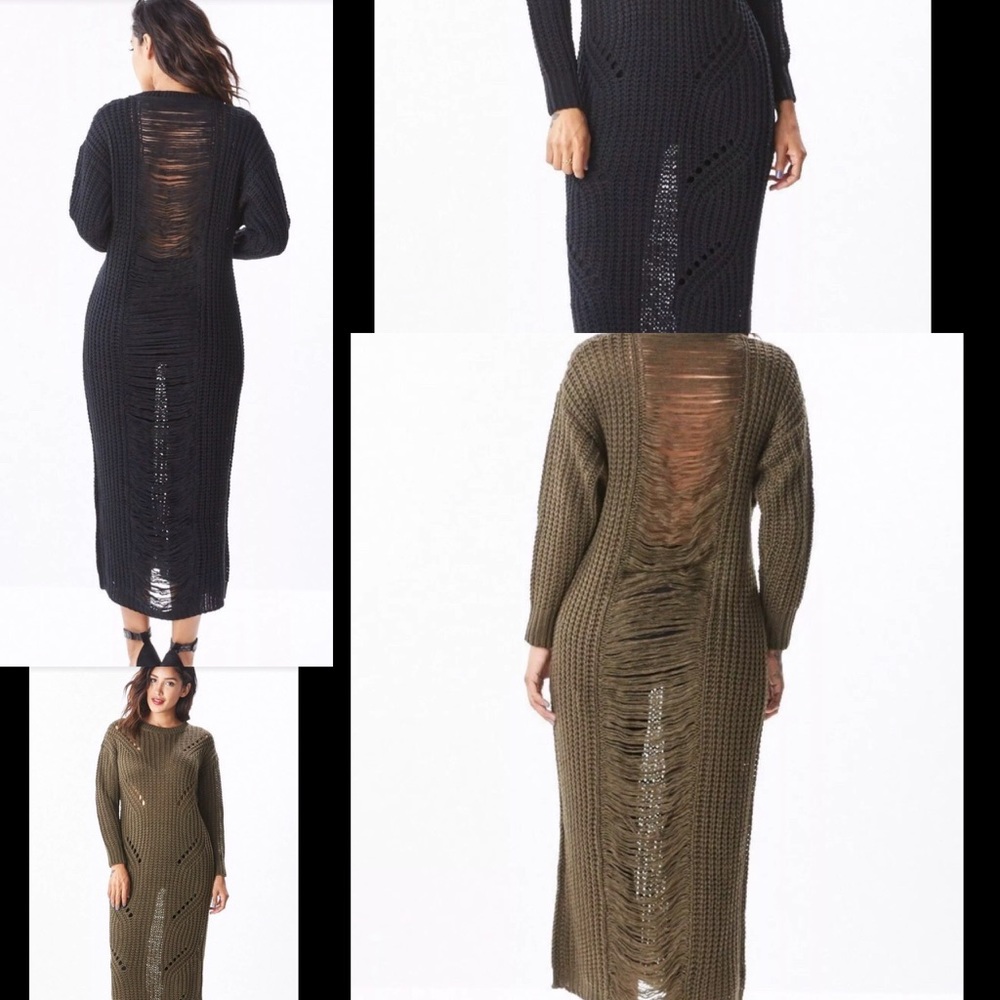 *FINAL PRICE*NWT High Low Distressed Sweater Dress - Picture 5 of 5