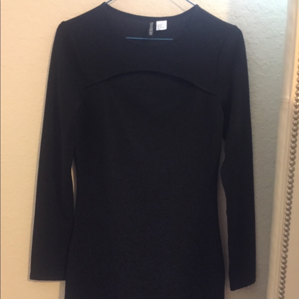 black H&M pencil dress with cutout in the front