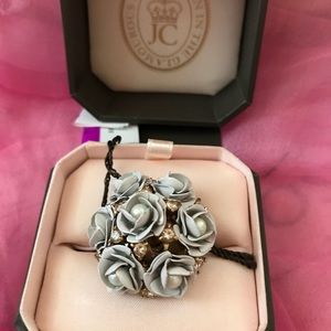 Juicy Couture Metal Flower Ring Adjustable White