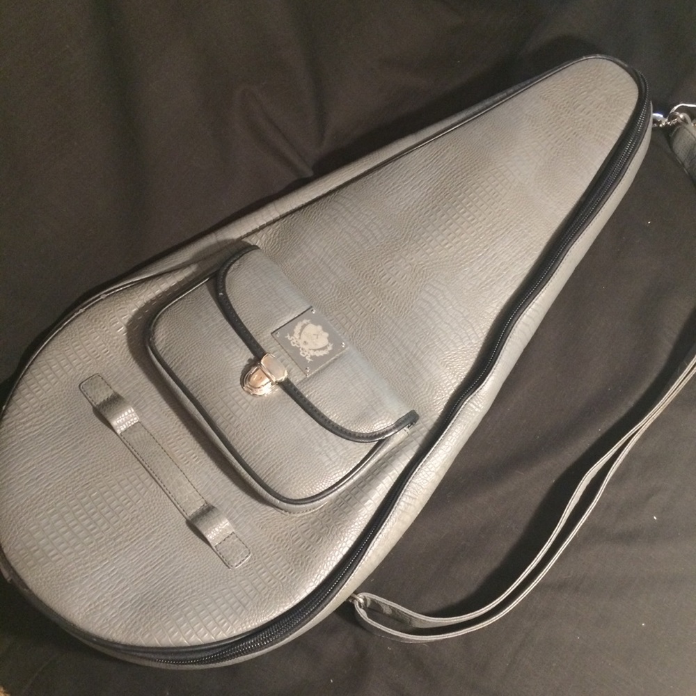 NWT Court Couture leather racket bag in Gray gator