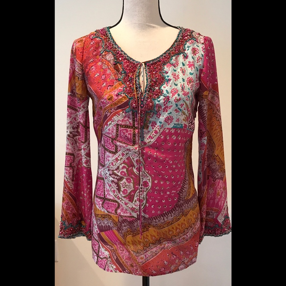 Dana Buchman silk beaded top
