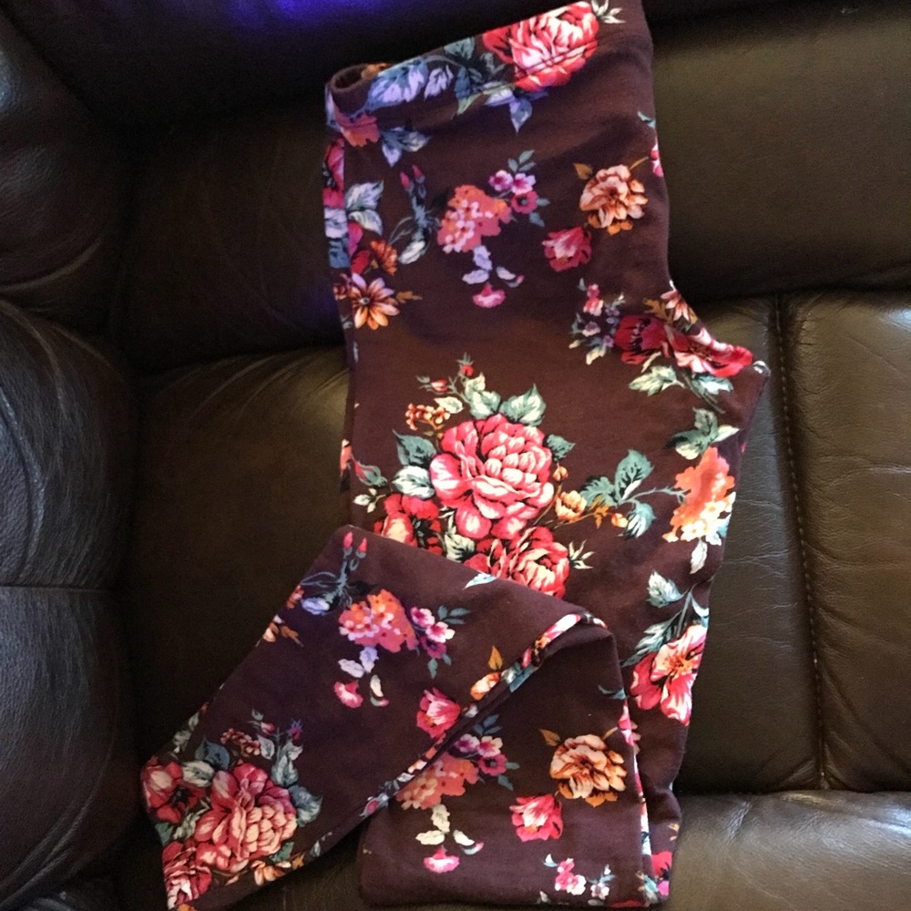 Brown Floral Leggings