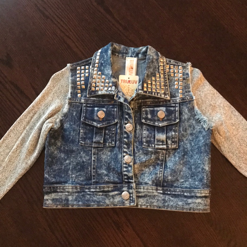 Tru Luv Girls Studded Denim Jacket