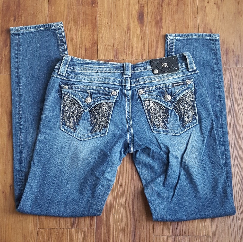 Miss Me Rhinestone Pocket Skinny Jeans