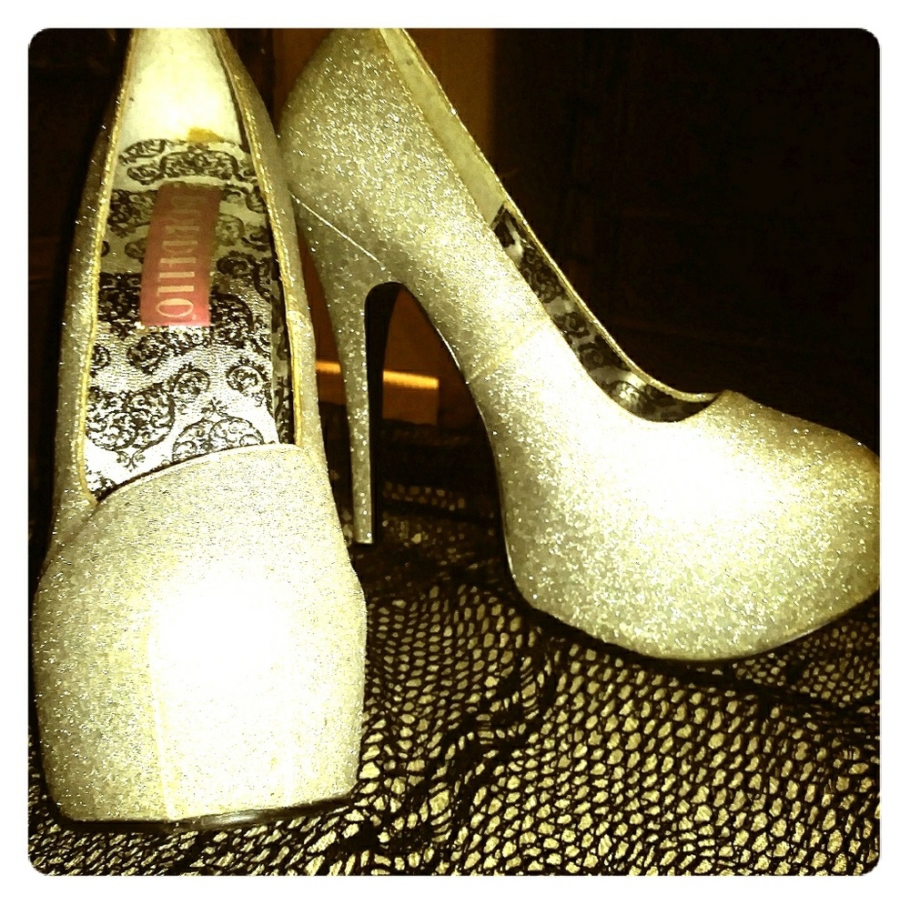 Sparkle silver holo bordello platform rave heels