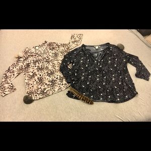 2 H&M 3/4 sleeve patterned shirts