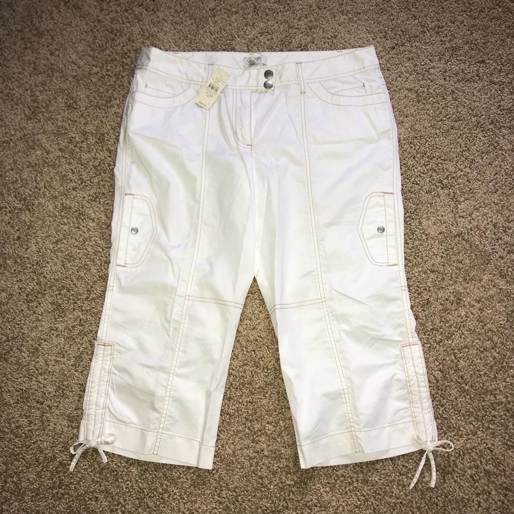 LOFT White Crop Pants Size 12P NWT