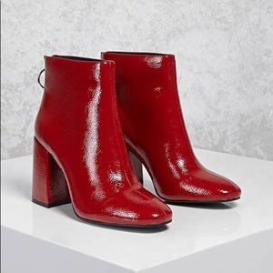 Forever 21 Faux Red Patent Leather Boots