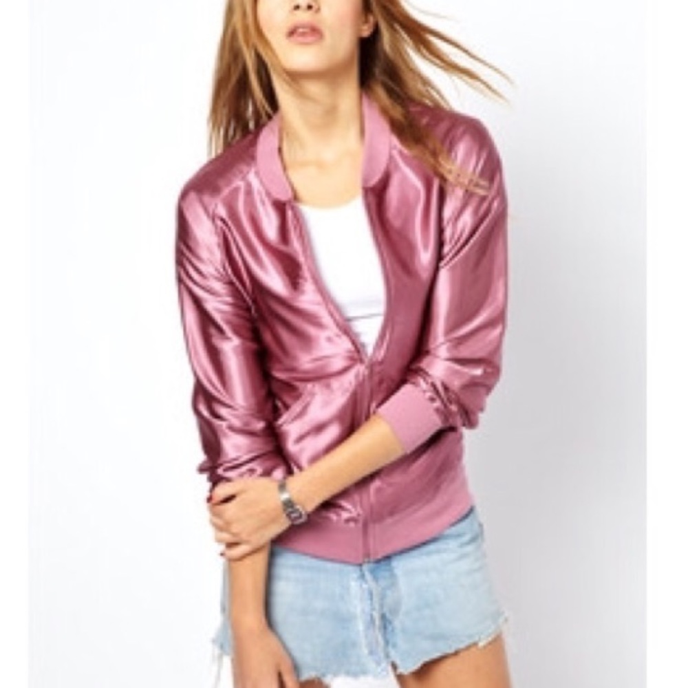 Unisex Pink Mauve Silk Lightweight Bomber