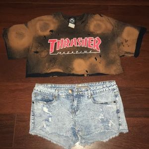 Distressed Crop Top & Short Set