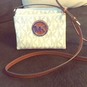 Cream and brown Michael Kors crossbody bag