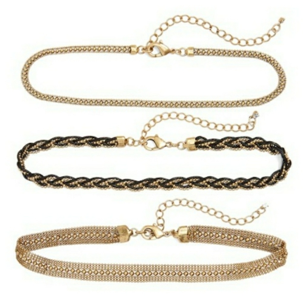 Set of 3 Chain Chokers Braided NWT