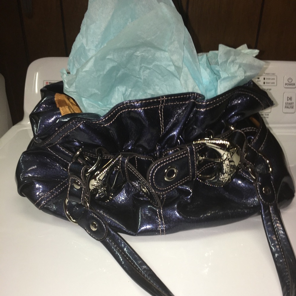 Kathy Van Zealand NWOT mid size Fall Metallic Blue