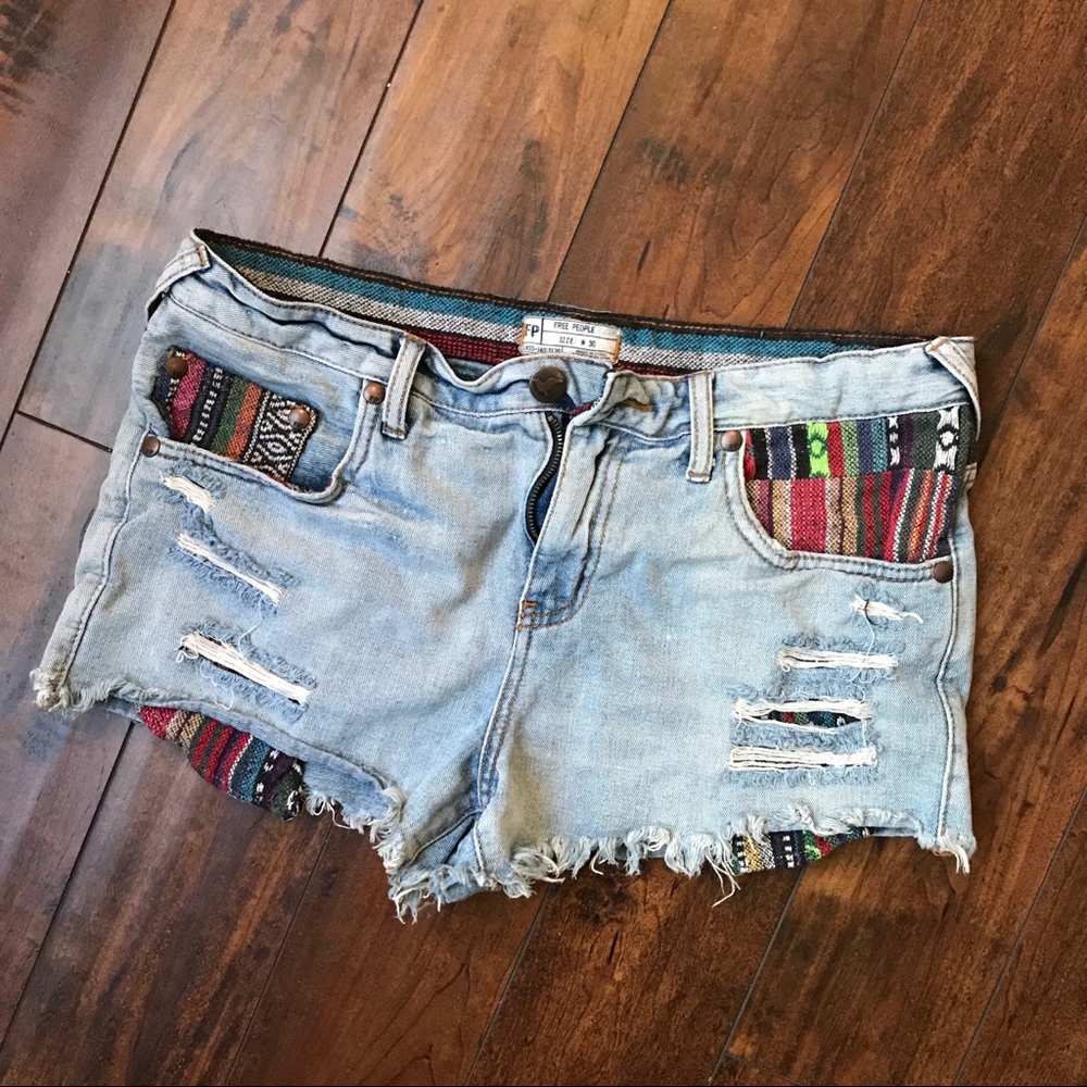 Free People Boyfriend Jean Boho Shorts