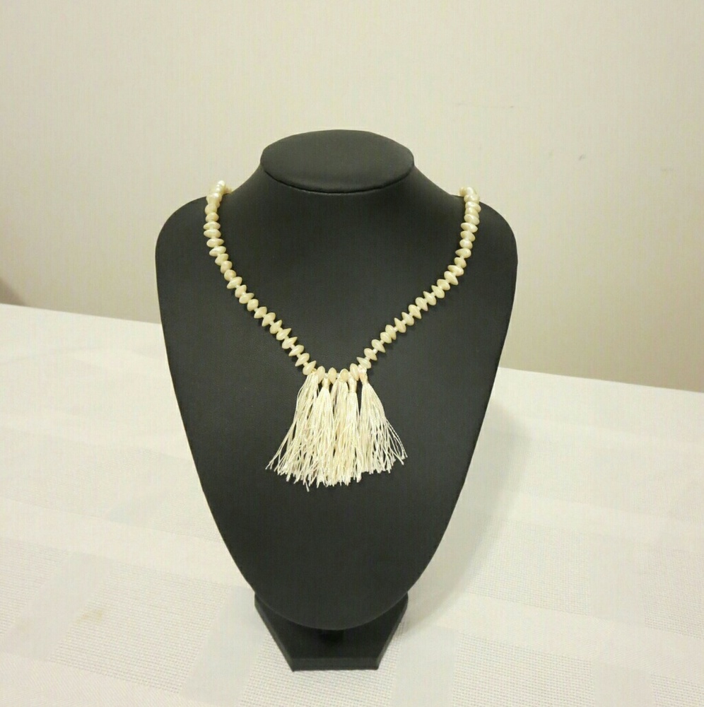 Handmade Cream Tassel Necklace