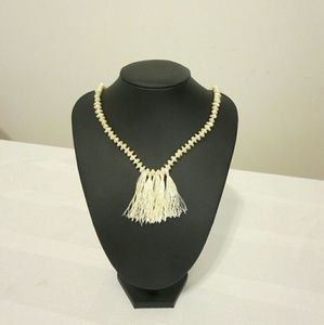 Handmade Cream Tassel Necklace
