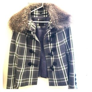 Removable fur collar coat: The Limited