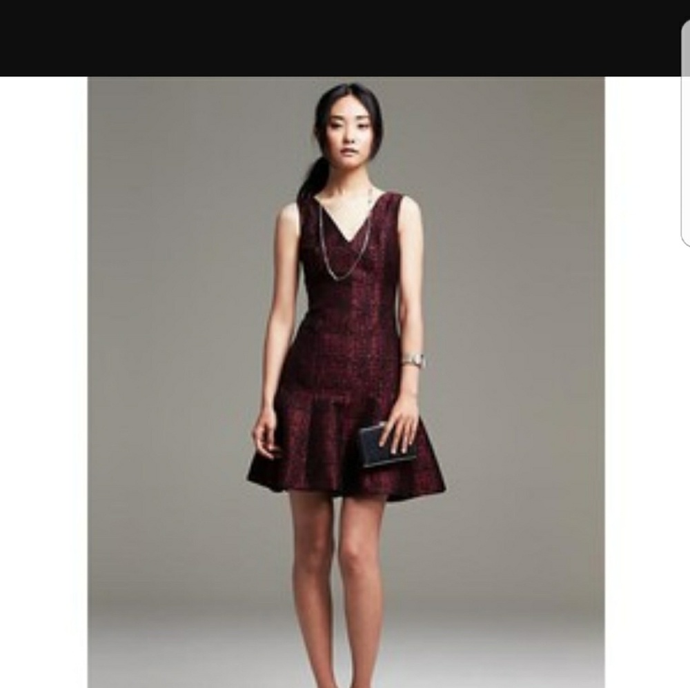 Banana Republic red tweed fit and flare dress