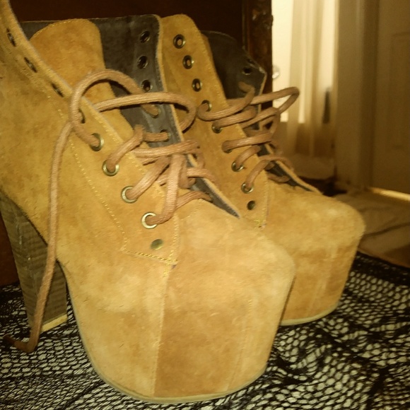 JC Jeffery Campbell suade camel lita mega heels - Picture 2 of 2