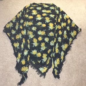 Square Floral, Yellow roses Scarf or Handkerchief
