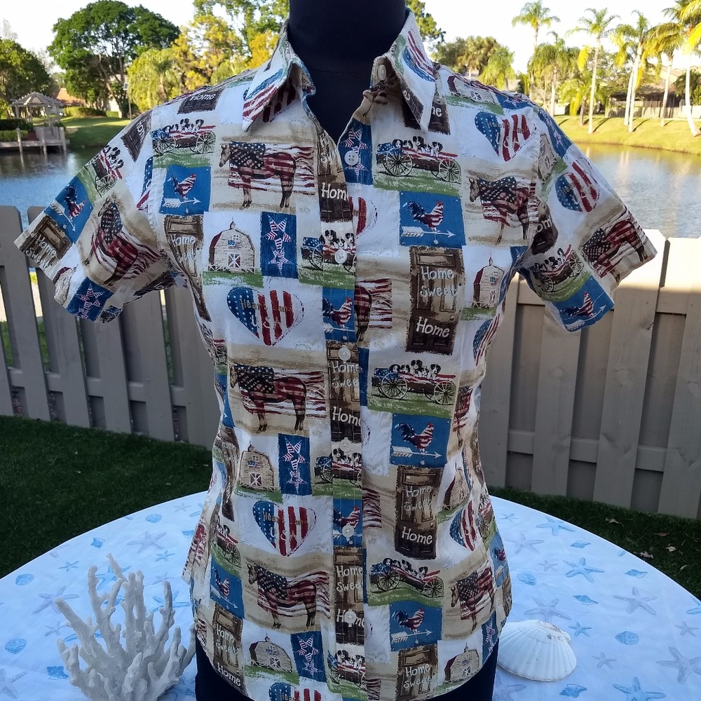 DO YOU LOVE HORSES? Bit & Bridle USA Small SS Top