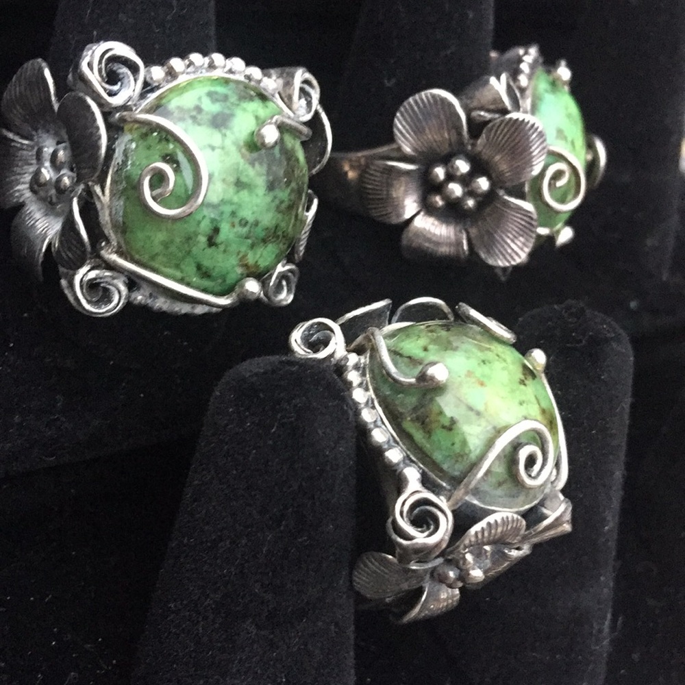 NEW RARE 925 silver zoisite floral ring  in 7 9 10