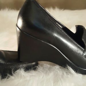 LADIES Black Leather Wedges - Shoes - By Diba - Size 7