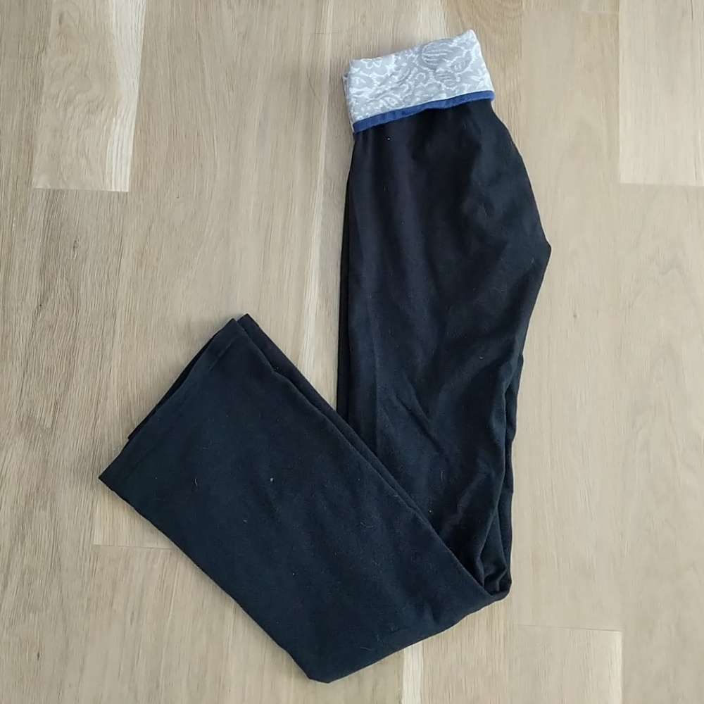 Aerie Black Flare Yoga Pants with Foldover Waist
