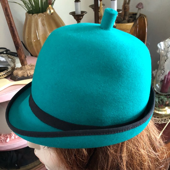 Vintage Teal Wool Hat - Picture 6 of 7