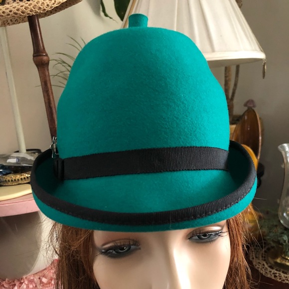 Vintage Teal Wool Hat - Picture 3 of 7
