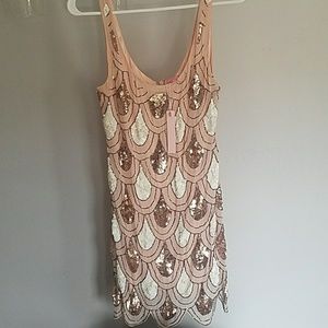 Pink peach sparkly dress by minuet