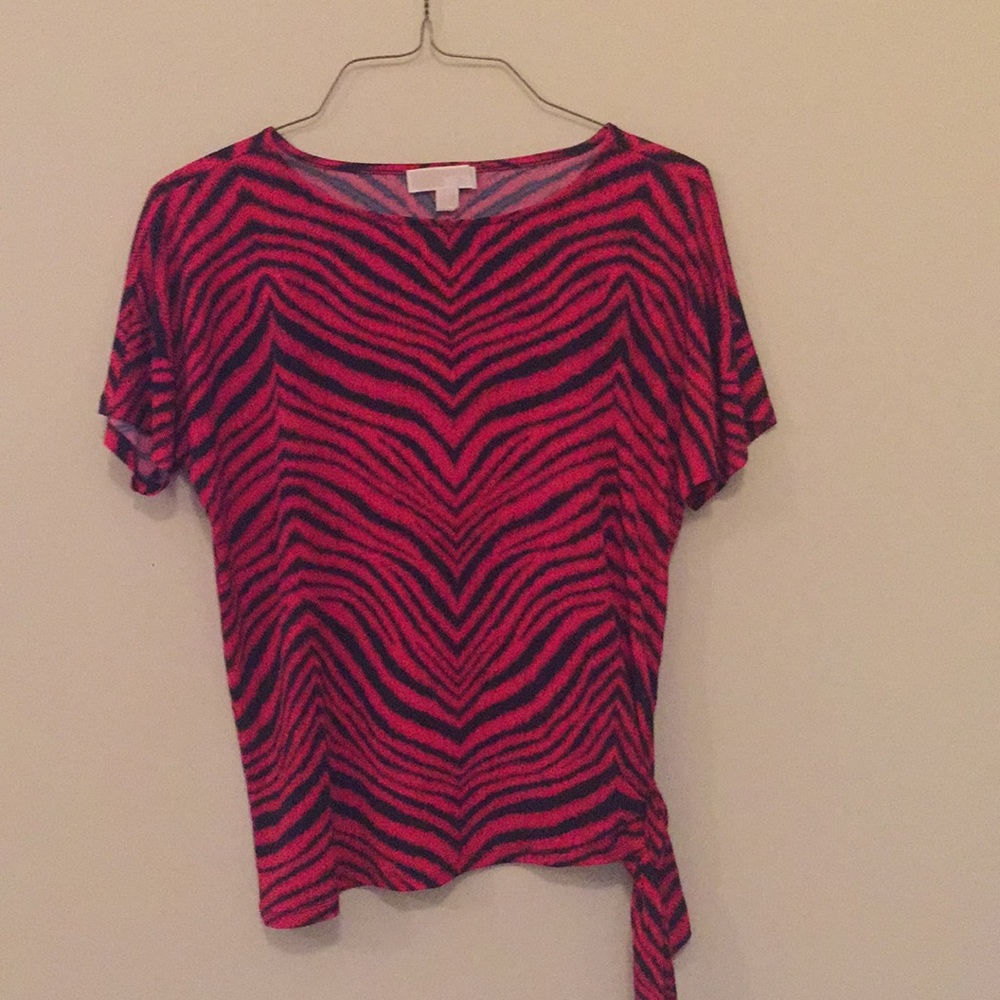 Michael Kors. Red and navy zebra print top