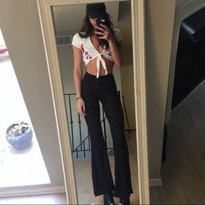 Black bell bottoms with fun pattern