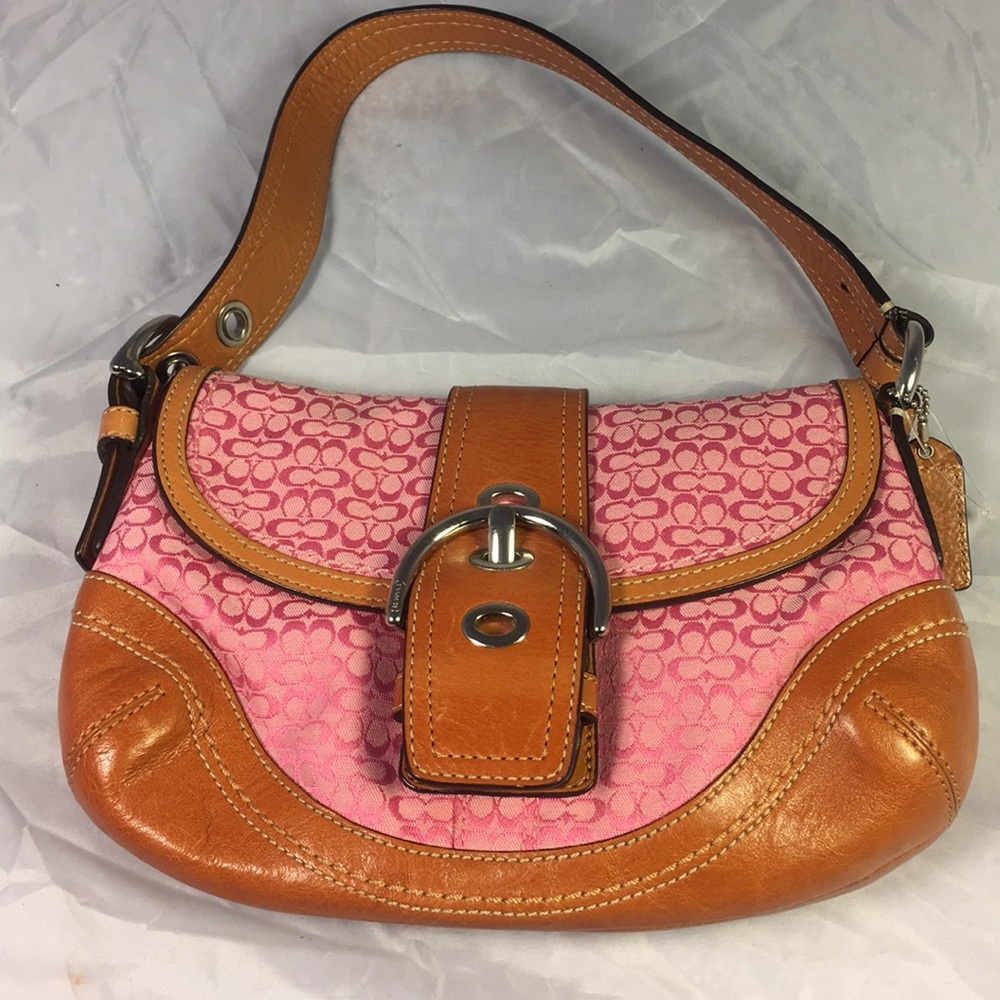 Coach signature soho pink logo bag purse small