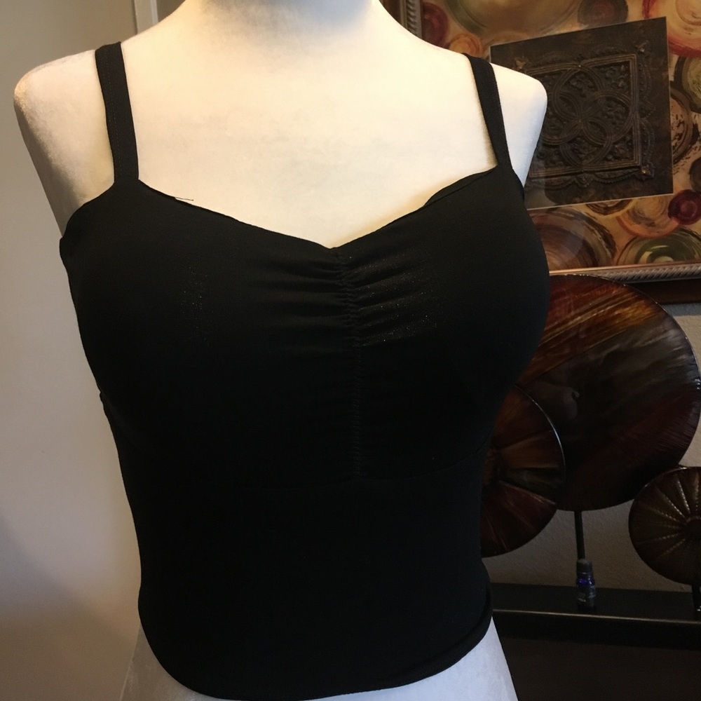 Black bralette with crossed back straps