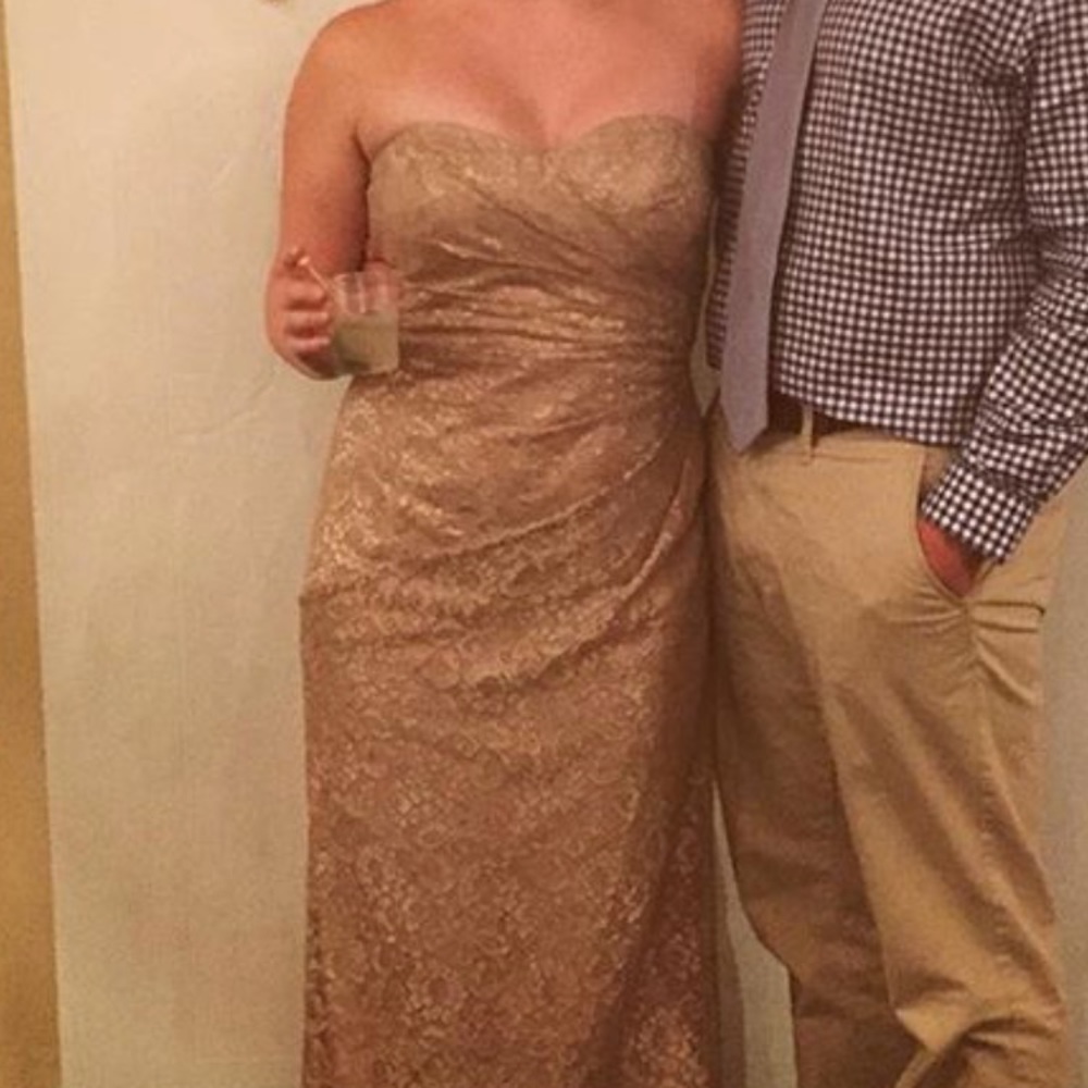 Gorgeous metallic lace gown/bridesmaid dress