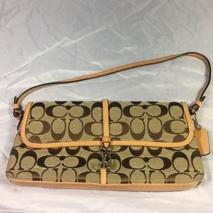Coach signature small demi flap logo tan
