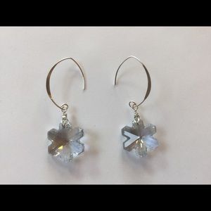 Blue Shade Shimmer Snowflake Earrings