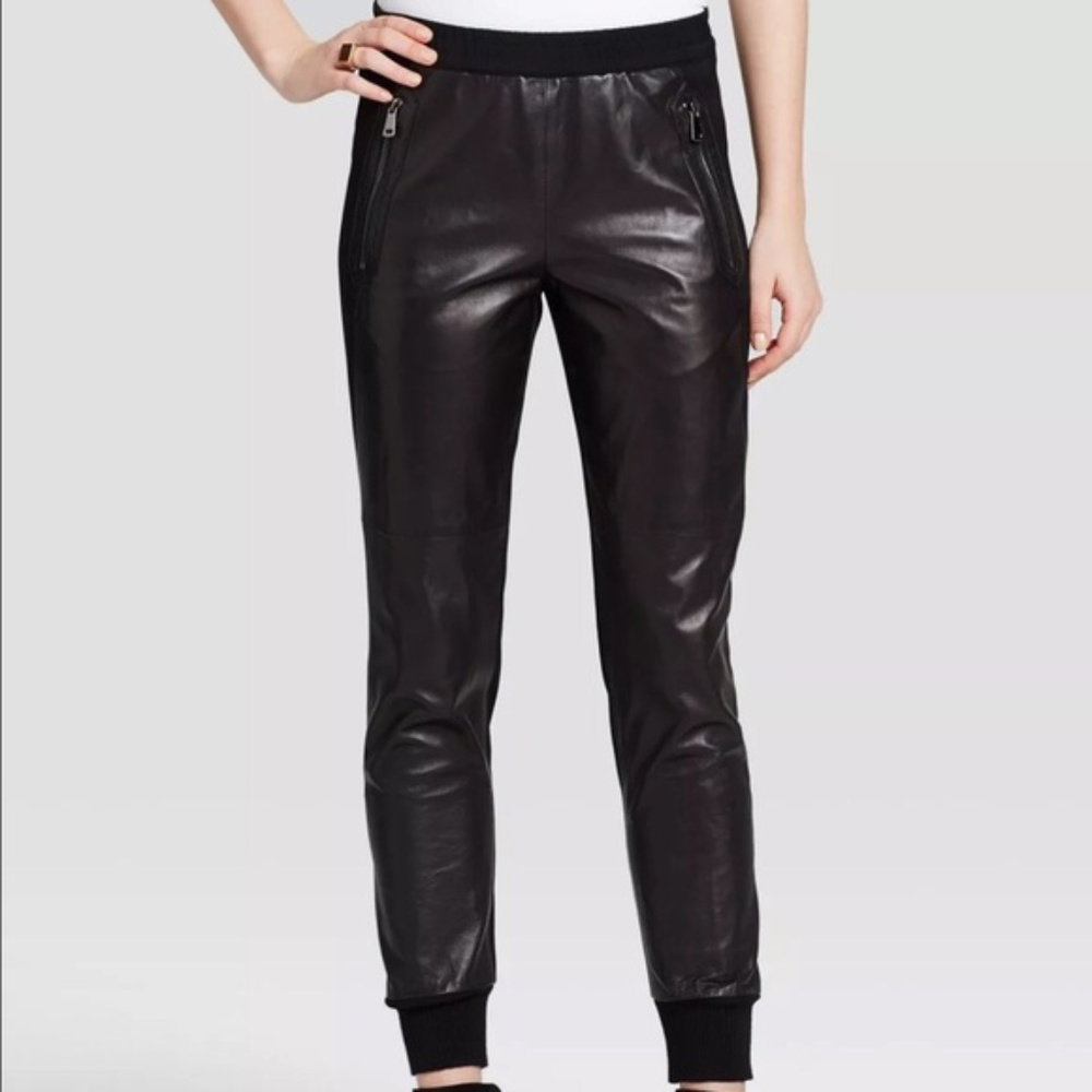 Lambs Leather mixed media joggers NWT